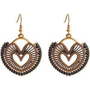 Heart Shaped Braided Rope Boho Dangle Statement Vintage Dainty Earring for Women